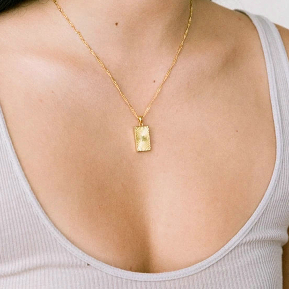 Sunshine Ray Rectangular Necklace – 18K Gold Plated