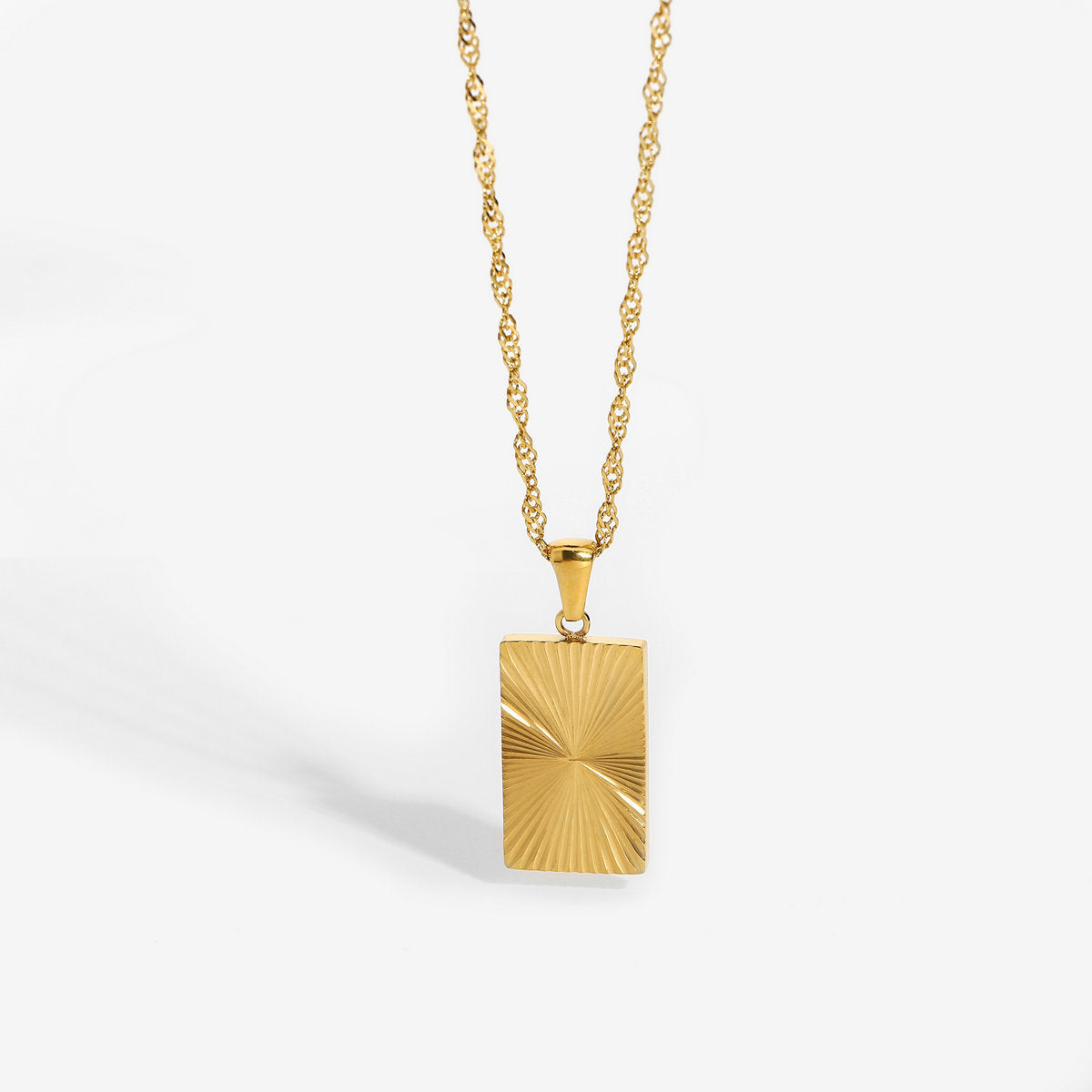 Sunshine Ray Rectangular Necklace – 18K Gold Plated