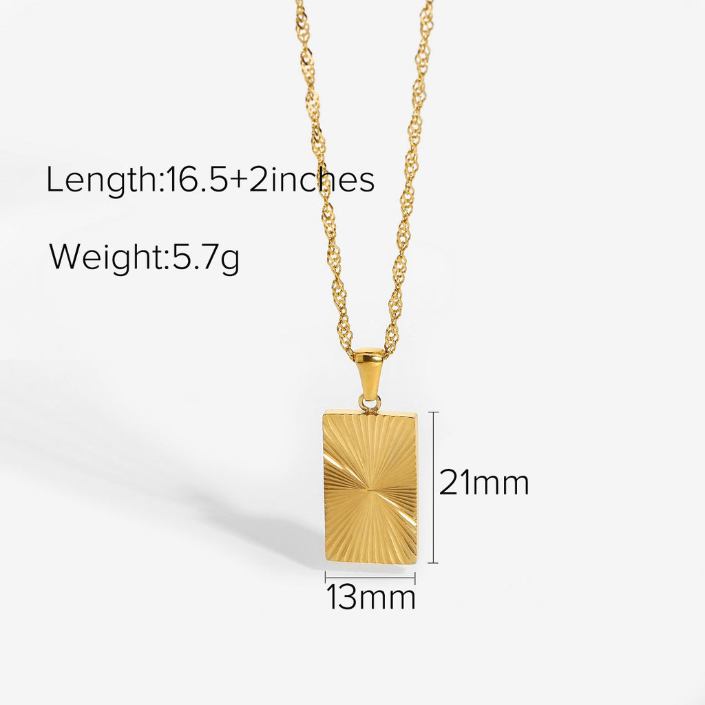 Sunshine Ray Rectangular Necklace – 18K Gold Plated
