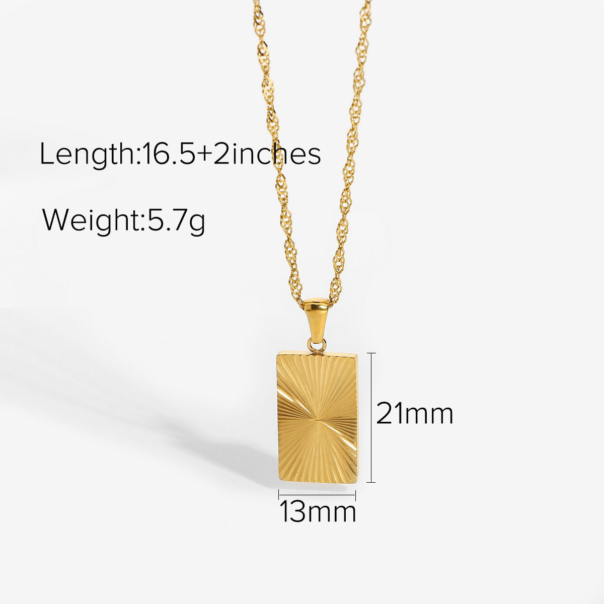 Sunshine Ray Rectangular Necklace – 18K Gold Plated