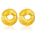 Golden Ripple Hammered Hoops – 18K Gold Plated